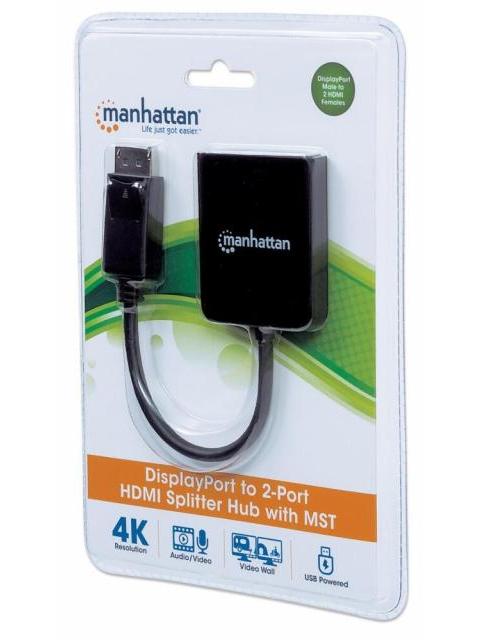 MANHATTAN DIVISOR DE VIDEO DISPLAYPORT MACHO - 2X HDMI HEMBRA NEGRO