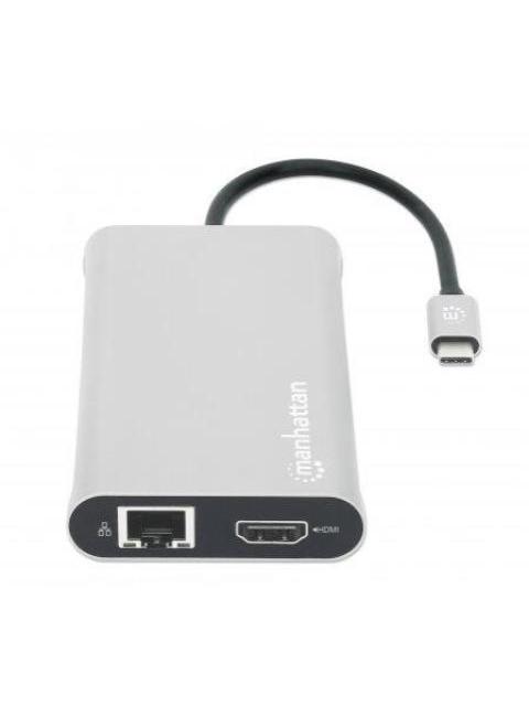 MANHATTAN DOCKING STATION 130660 USB C 4X USB 2X USB C 3X HDMI 1X RJ-45 1X SD 1X MICRO SD GRIS