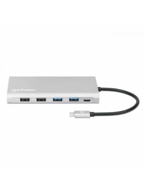 MANHATTAN DOCKING STATION 130660 USB C 4X USB 2X USB C 3X HDMI 1X RJ-45 1X SD 1X MICRO SD GRIS