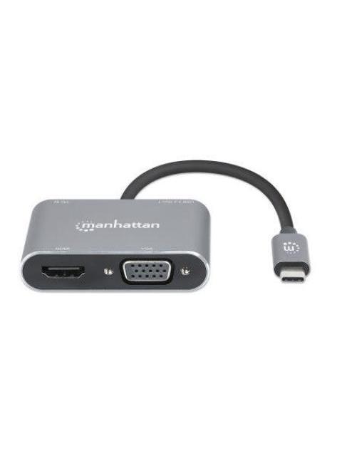 MANHATTAN DOCKING STATION 130691 USB C 1X USB 1X USB C PD 1X HDMI 1X VGA GRIS