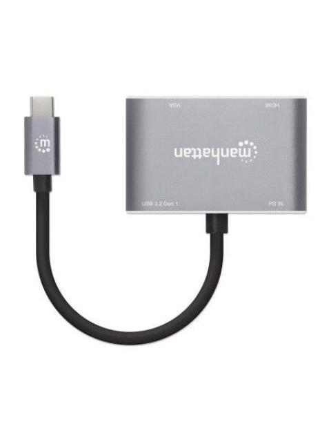 MANHATTAN DOCKING STATION 130691 USB C 1X USB 1X USB C PD 1X HDMI 1X VGA GRIS