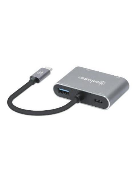 MANHATTAN DOCKING STATION 130691 USB C 1X USB 1X USB C PD 1X HDMI 1X VGA GRIS