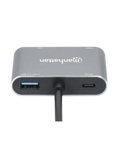 MANHATTAN DOCKING STATION 130691 USB C 1X USB 1X USB C PD 1X HDMI 1X VGA GRIS
