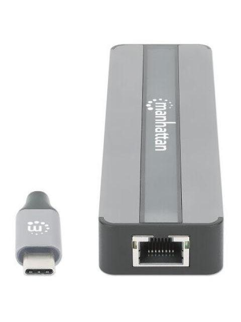 MANHATTAN DOCKING STATION 153928 USB C 2X USB 3.2 1X USB C 1X HDMI SD-MICROSD PLATA
