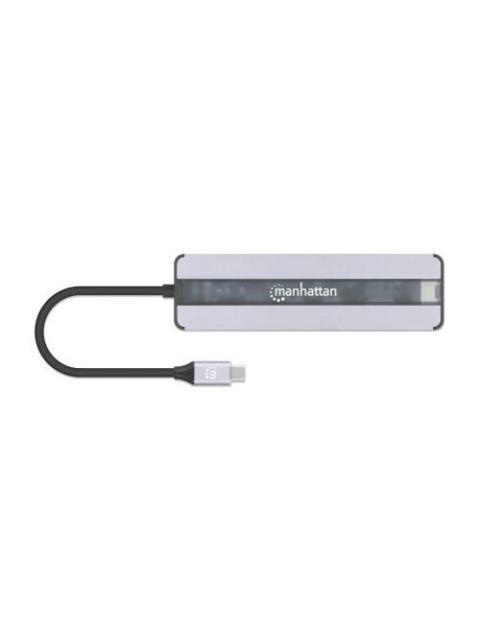 MANHATTAN DOCKING STATION 153928 USB C 2X USB 3.2 1X USB C 1X HDMI SD-MICROSD PLATA