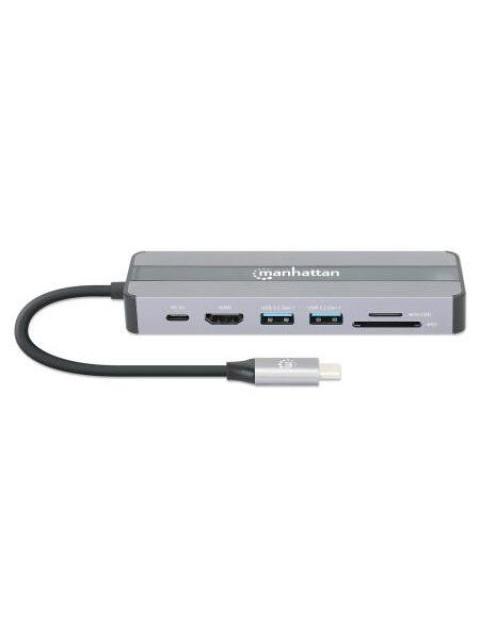 MANHATTAN DOCKING STATION 153928 USB C 2X USB 3.2 1X USB C 1X HDMI SD-MICROSD PLATA