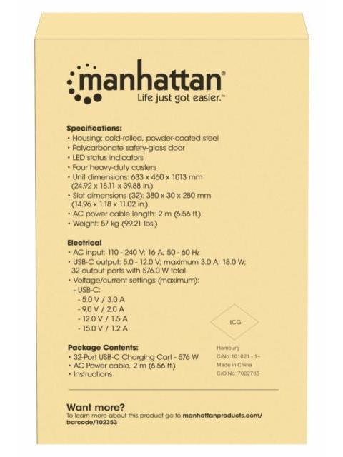 MANHATTAN ESTACION DE CARGA 102353 32 CONTACTOS AC 240V NEGRO