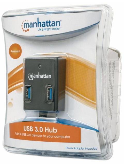 MANHATTAN HUB USB A 3.0 DE SUPERVELOCIDAD 4 PUERTOS 5000 MBIT-S CON FUENTE