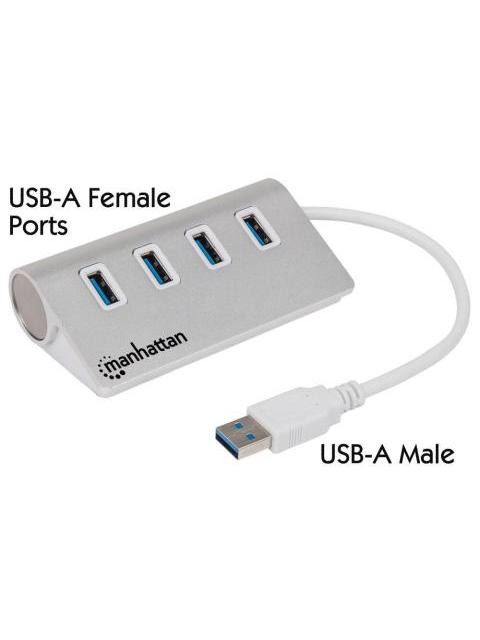 MANHATTAN HUB USB A 3.1 MACHO - 4X USB A 3.0 HEMBRA 5000 MBIT-S BLANCO