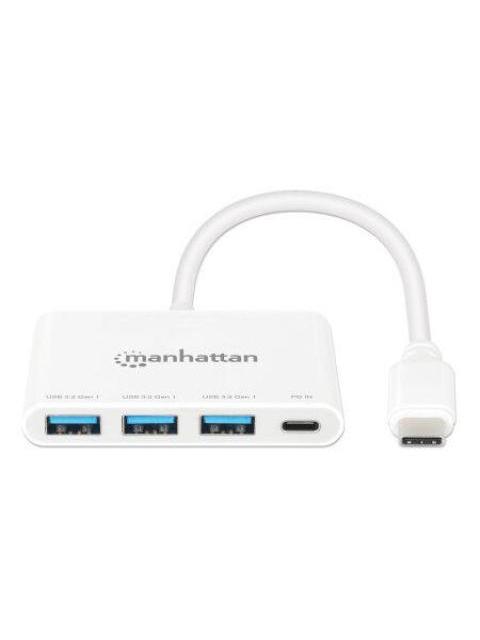 MANHATTAN HUB USB A 3.2 DE 3 PUERTOS + 1 USB C 5000 MBIT-S BLANCO