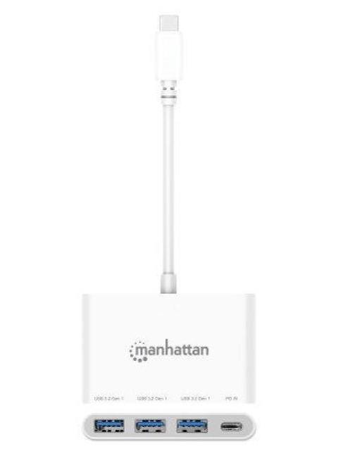 MANHATTAN HUB USB A 3.2 DE 3 PUERTOS + 1 USB C 5000 MBIT-S BLANCO
