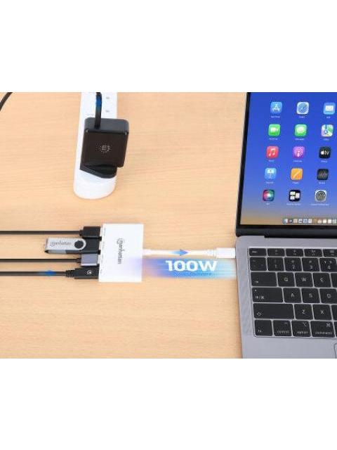 MANHATTAN HUB USB A 3.2 DE 3 PUERTOS + 1 USB C 5000 MBIT-S BLANCO