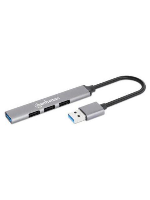 MANHATTAN HUB USB A 3.2 DE 3 PUERTOS 5000 MBIT-S GRIS