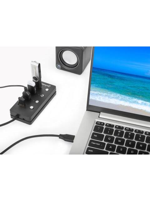 MANHATTAN HUB USB A - 4X USB A 3.2 GRIS