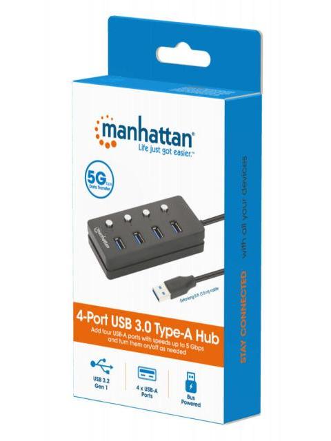 MANHATTAN HUB USB A - 4X USB A 3.2 GRIS