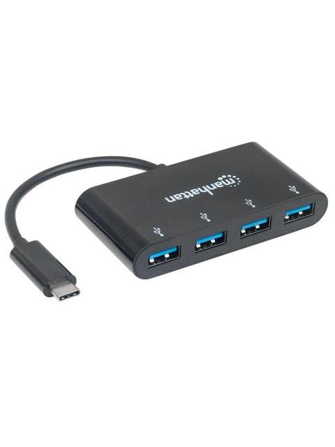 MANHATTAN HUB USB C 3.0 MACHO - 4X USB A 3.0 HEMBRA 5000 MBIT-S NEGRO