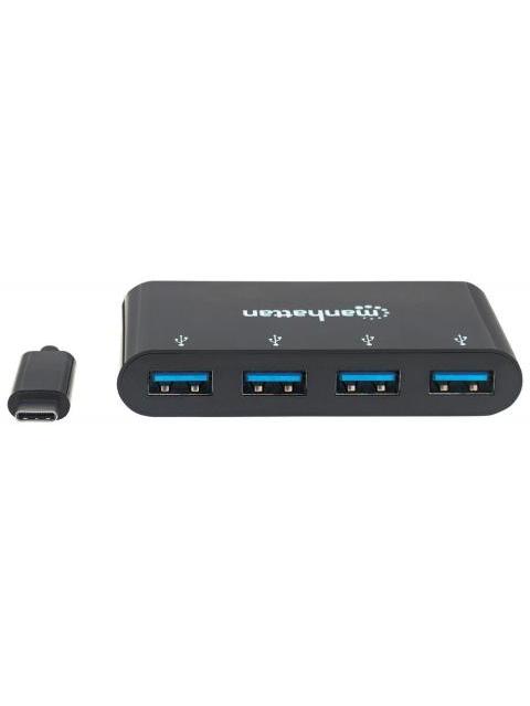 MANHATTAN HUB USB C 3.0 MACHO - 4X USB A 3.0 HEMBRA 5000 MBIT-S NEGRO