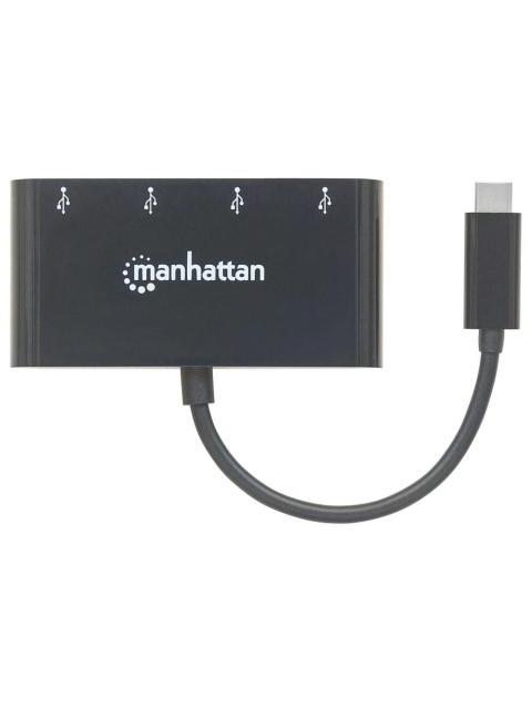 MANHATTAN HUB USB C 3.0 MACHO - 4X USB A 3.0 HEMBRA 5000 MBIT-S NEGRO