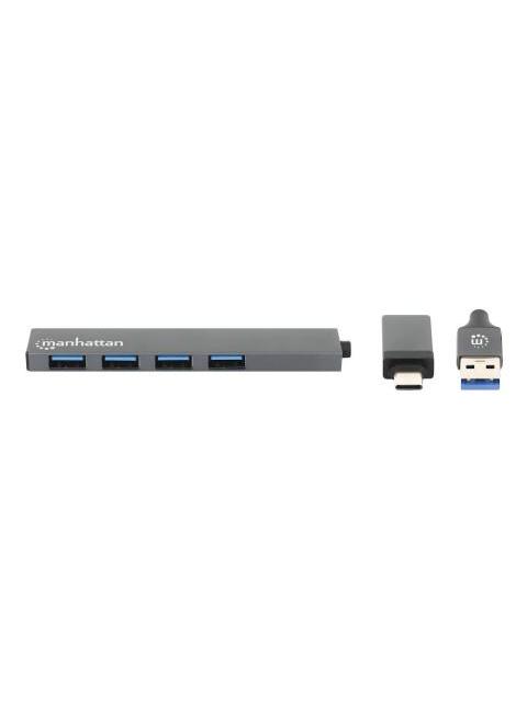 MANHATTAN HUB USB C-A - 4X USB A 3.2 GRIS