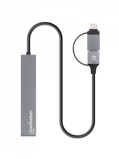 MANHATTAN HUB USB C-A - 4X USB A 3.2 GRIS