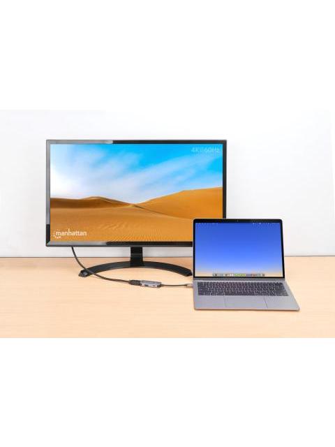 MANHATTAN HUB USB-C MACHO 1X HDMI 1X USB-A 3.2 1X USB-C PD 5 GBIT-S GRIS