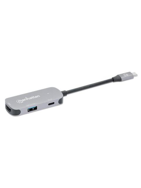 MANHATTAN HUB USB-C MACHO 1X HDMI 1X USB-A 3.2 1X USB-C PD 5 GBIT-S GRIS