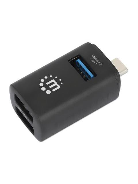 MANHATTAN HUB USB-C MACHO 1X USB-A 3.0 2X USB-A 2.0 5 GBIT-S NEGRO