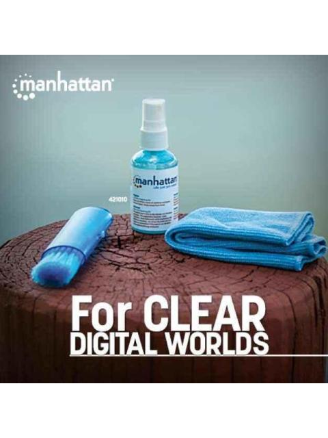 MANHATTAN KIT DE LIMPIEZA PARA PC Y PANTALLA - INCLUYE SOLUCION DE LIMPIEZA BROCHA PANO DE MICROFIBRA Y BOLSA PARA GUARDAR
