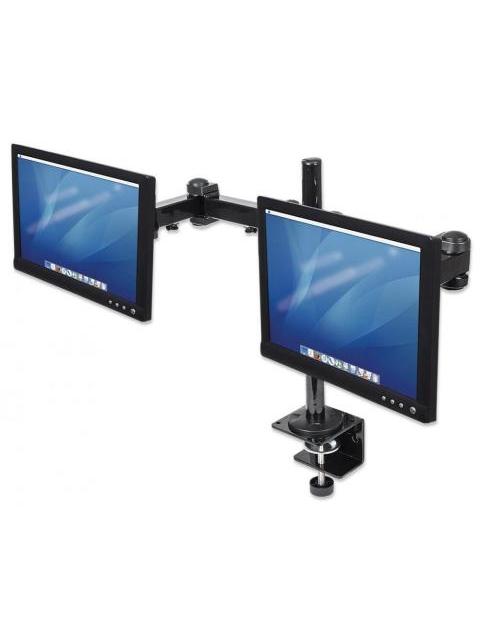 MANHATTAN SOPORTE CON BRAZOS DE DOBLE MOVIMIENTO PARA 2 MONITORES HASTA 24 MAX. 12KGS NEGRO