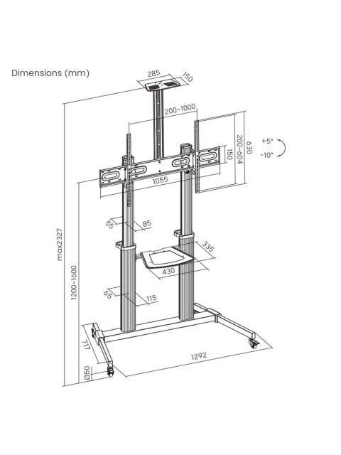 MANHATTAN SOPORTE DE PISO 462563 PARA PANTALLA 60 - 100 HASTA 80KG
