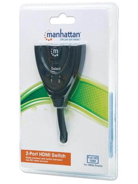 MANHATTAN SWITCH HDMI 1.3 DE 2 PUERTOS 2X HDMI HEMBRA - 1X HDMI MACHO NEGRO