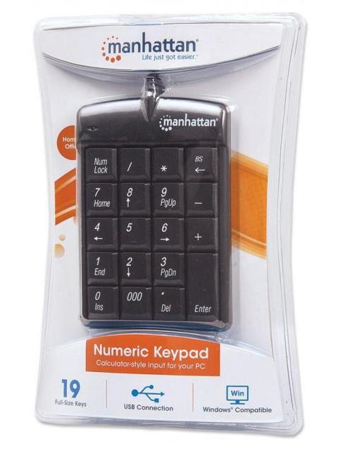 MANHATTAN TECLADO NUMERICO 176354 ALAMBRICO USB NEGRO