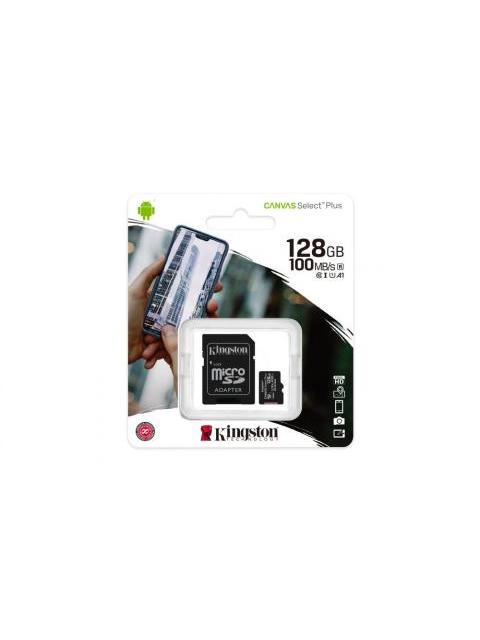 MEMORIA FLASH KINGSTON CANVAS SELECT PLUS 128GB MICROSDXC UHS-I CLASE 10 CON ADAPTADOR