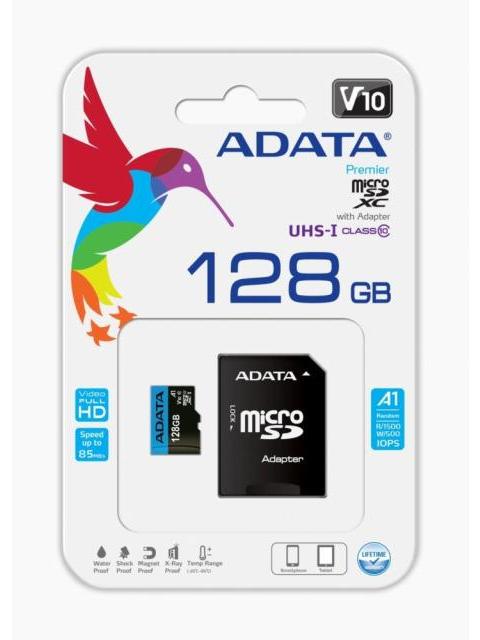 MEMORIA MICRO SD ADATA AUSDX128GUICL10A1RA1 128 GB 100 MB-S NEGRO CLASE 10