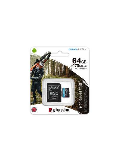 MEMORIA FLASH KINGSTON CANVAS GO! PLUS 64GB MICROSDXC UHS-I CLASE 10 CON ADAPTADOR