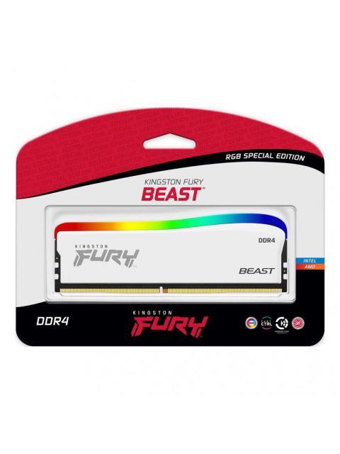 MEMORIA RAM KINGSTON FURY BEAST RGB DDR4 3200MHZ 8GB NON-ECC CL16 XMP BLANCO