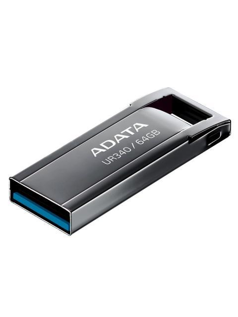 MEMORIA USB DE 64GB UR340 3.2 GEN 1 (RETROCOMPATIBLE 3.0 Y 2.0) DISENO ELEGANTE SIN TAPA. COLOR METALICO NEGRO. AROYUR34064GBK