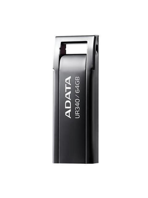 MEMORIA USB DE 64GB UR340 3.2 GEN 1 (RETROCOMPATIBLE 3.0 Y 2.0) DISENO ELEGANTE SIN TAPA. COLOR METALICO NEGRO. AROYUR34064GBK