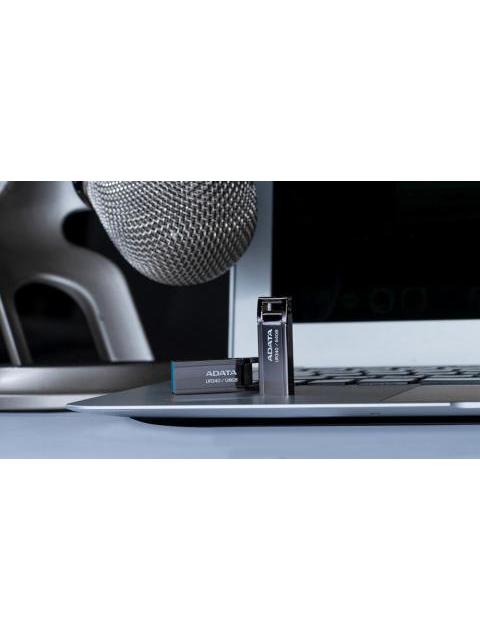 MEMORIA USB DE 64GB UR340 3.2 GEN 1 (RETROCOMPATIBLE 3.0 Y 2.0) DISENO ELEGANTE SIN TAPA. COLOR METALICO NEGRO. AROYUR34064GBK