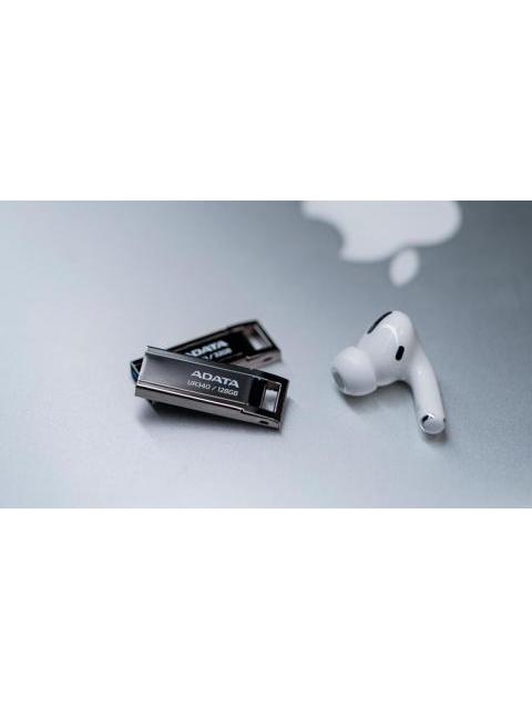 MEMORIA USB DE 64GB UR340 3.2 GEN 1 (RETROCOMPATIBLE 3.0 Y 2.0) DISENO ELEGANTE SIN TAPA. COLOR METALICO NEGRO. AROYUR34064GBK