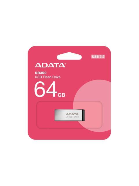 MEMORIA USB DE 64GB UR350 3.2 GEN 1 (RETROCOMPATIBLE 3.0 Y 2.0) DISENO ELEGANTE SIN TAPA. COLOR METALICO NEGRO. UR35064GRSR-BK
