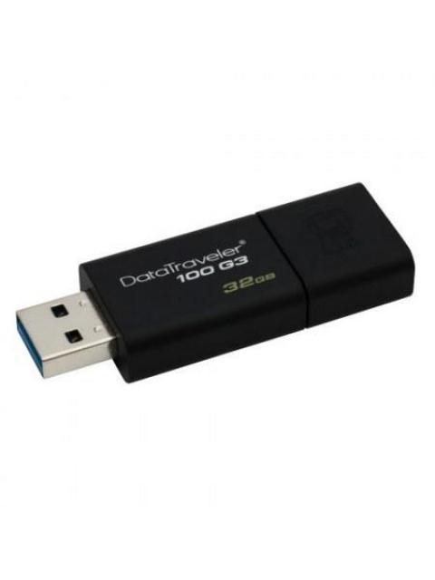 MEMORIA USB KINGSTON DATATRAVELER 100 GENERATION 3 - 32GB - USB 3.0 - RETRACTIL - NEGRO