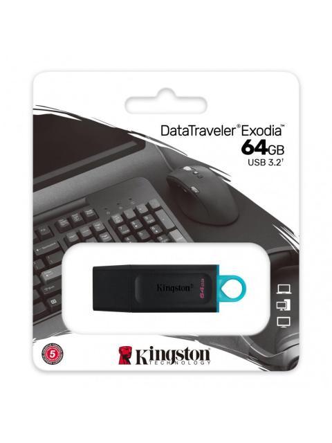 MEMORIA USB KINGSTON DATATRAVELER EXODIA 64GB USB A NEGRO