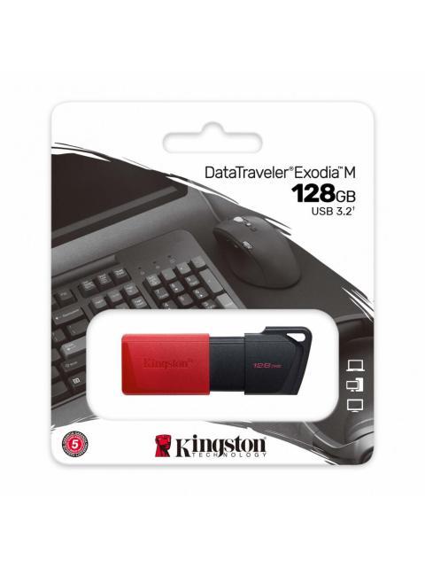 MEMORIA USB KINGSTON DATATRAVELER EXODIA M 128GB USB A NEGRO-ROJO