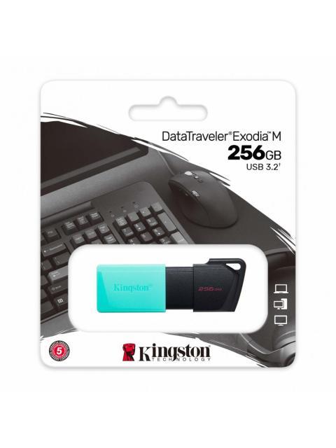 MEMORIA USB KINGSTON DATATRAVELER EXODIA M 256GB USB A NEGRO-TURQUESA