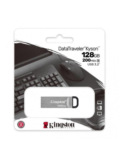 MEMORIA USB KINGSTON DATATRAVELER KYSON 128GB USB 3.2 LECTURA 200MB-S ESCRITURA 60MB-S PLATA