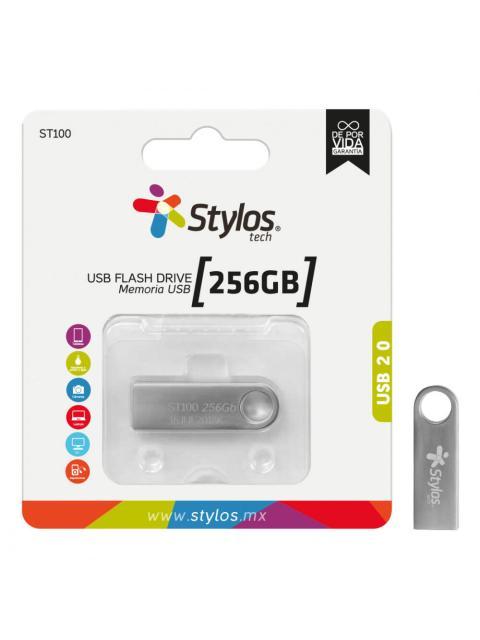 MEMORIA USB STYLOS ST100 256GB USB 2.0 PLATA