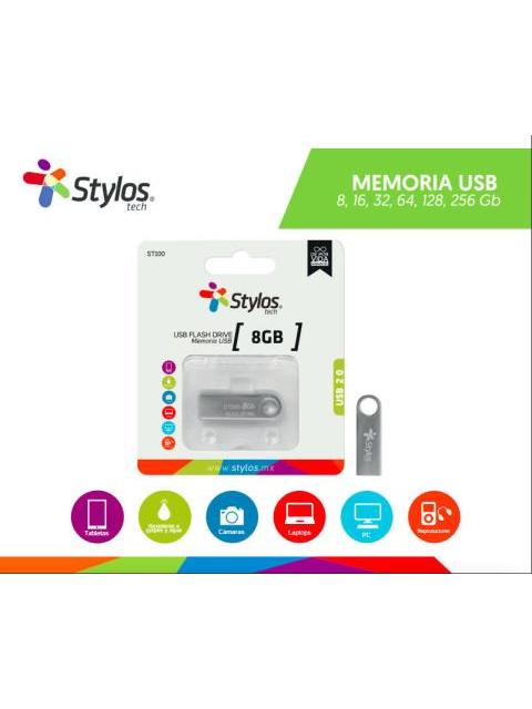 MEMORIA USB STYLOS ST100 256GB USB 2.0 PLATA