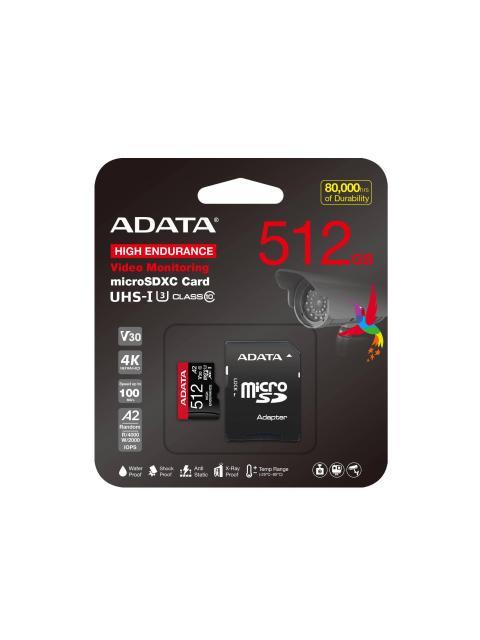 MICRO SECURE DIGITAL ADATA HIGH ENDURANCE (ALTA DURABILIDAD) MICROSDXC UHSI U3 SD6.0 CLASE 10 V30 512GB CLASE 10 (A2)