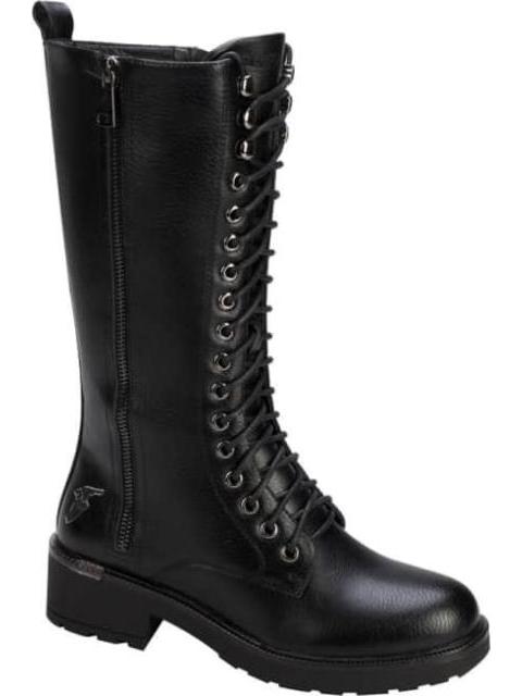 BOTA MILITAR TUBO ALTO CON PLACA EN TALON NEGRO